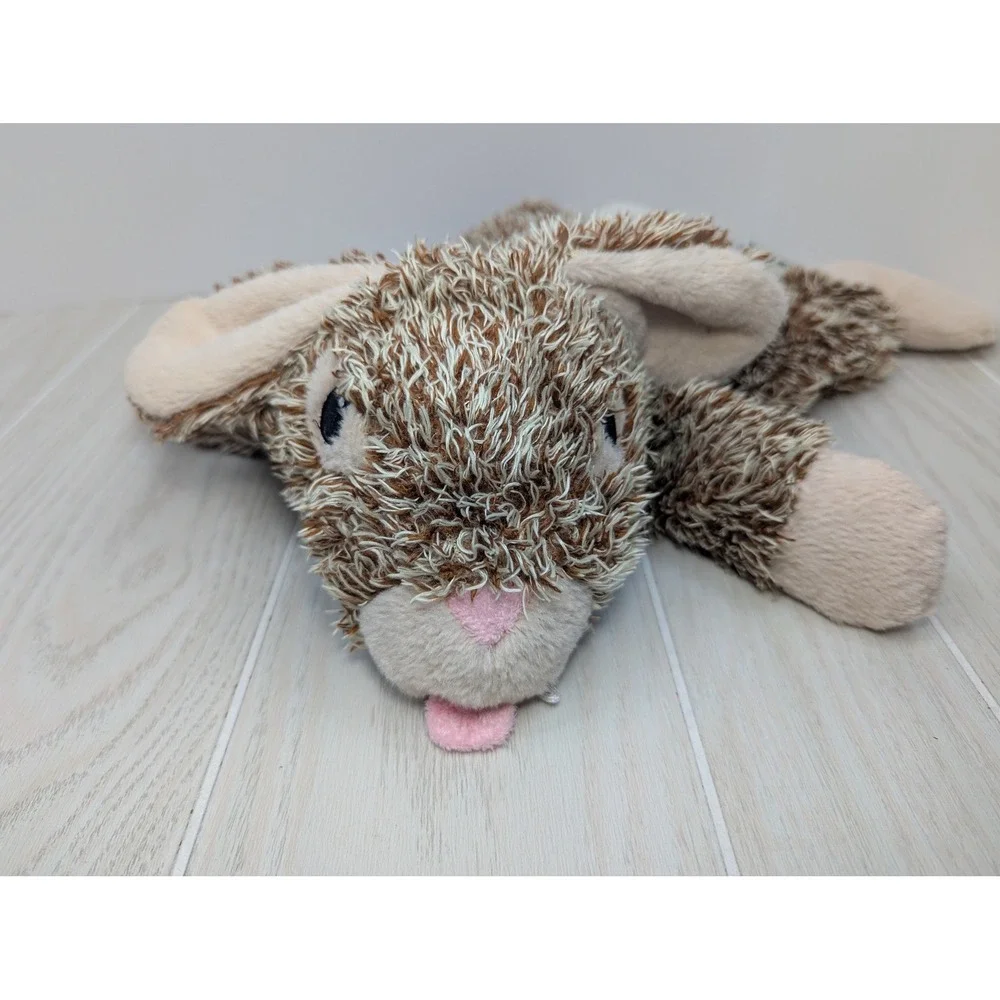 Animal Adventure Dog Toy unstuffed Plush squeaky Brown Shaggy Bunny Rabbit 2015